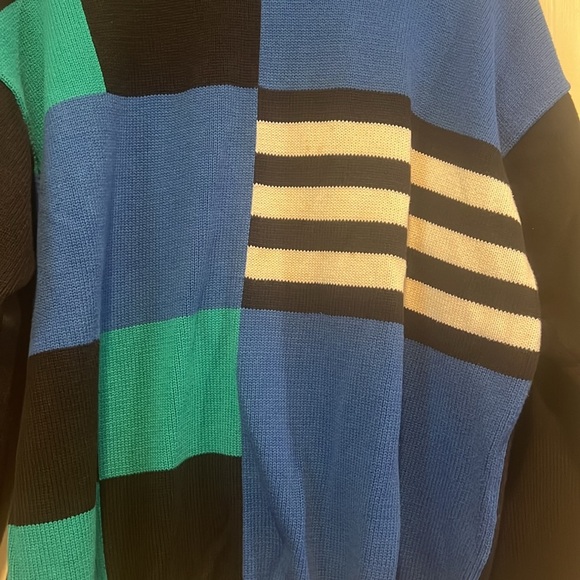 Vintage 80s Retro Geometric Print Cotton Oversized Crewneck Sweater - Picture 3 of 8